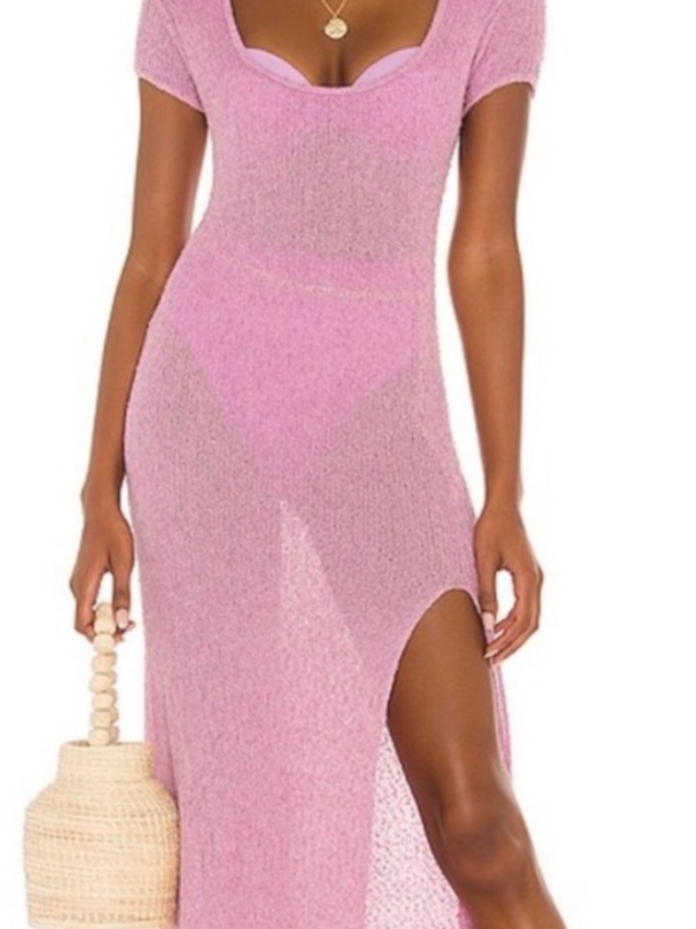 l*space Pink Knit Cover Up Dress